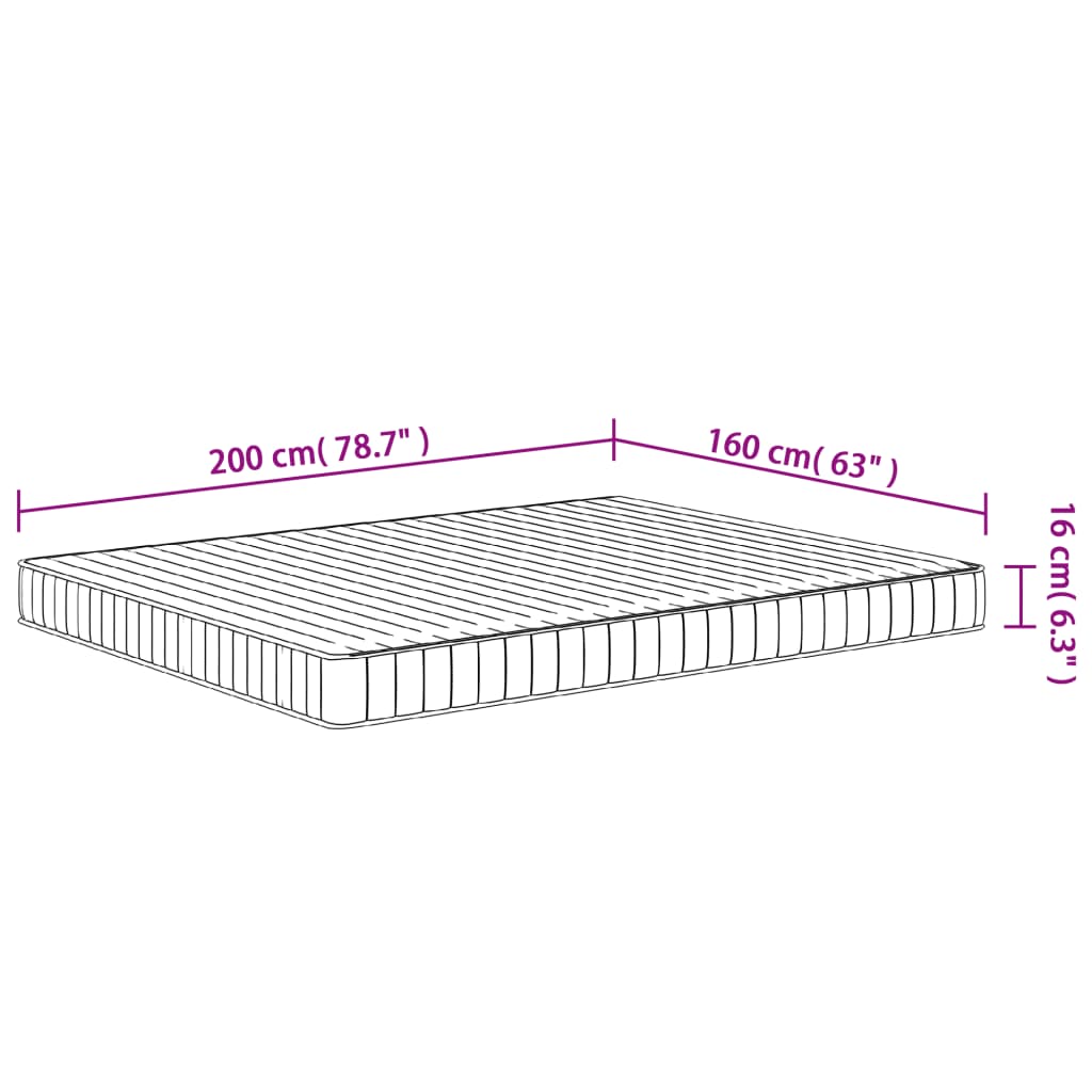 vidaXL Foam Mattress Medium Soft 160x200 cm