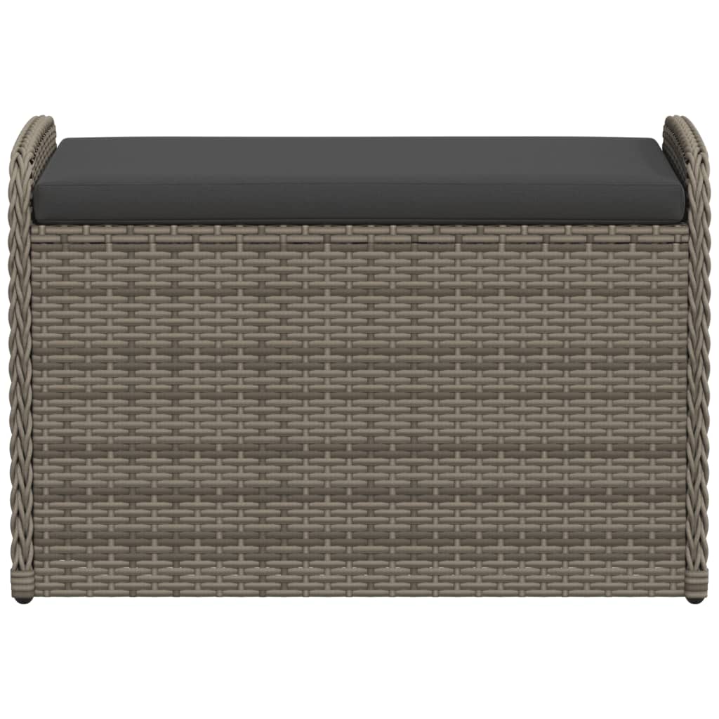 vidaXL Storage Bench with Cushion Grey 80x51x52 cm Poly Rattan