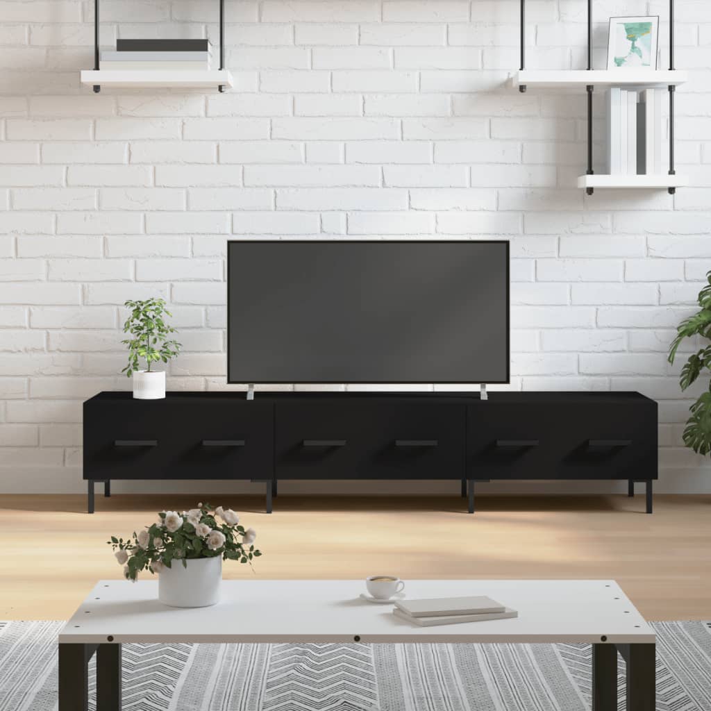 vidaXL TV Cabinet Black 150x36x30 cm Engineered Wood