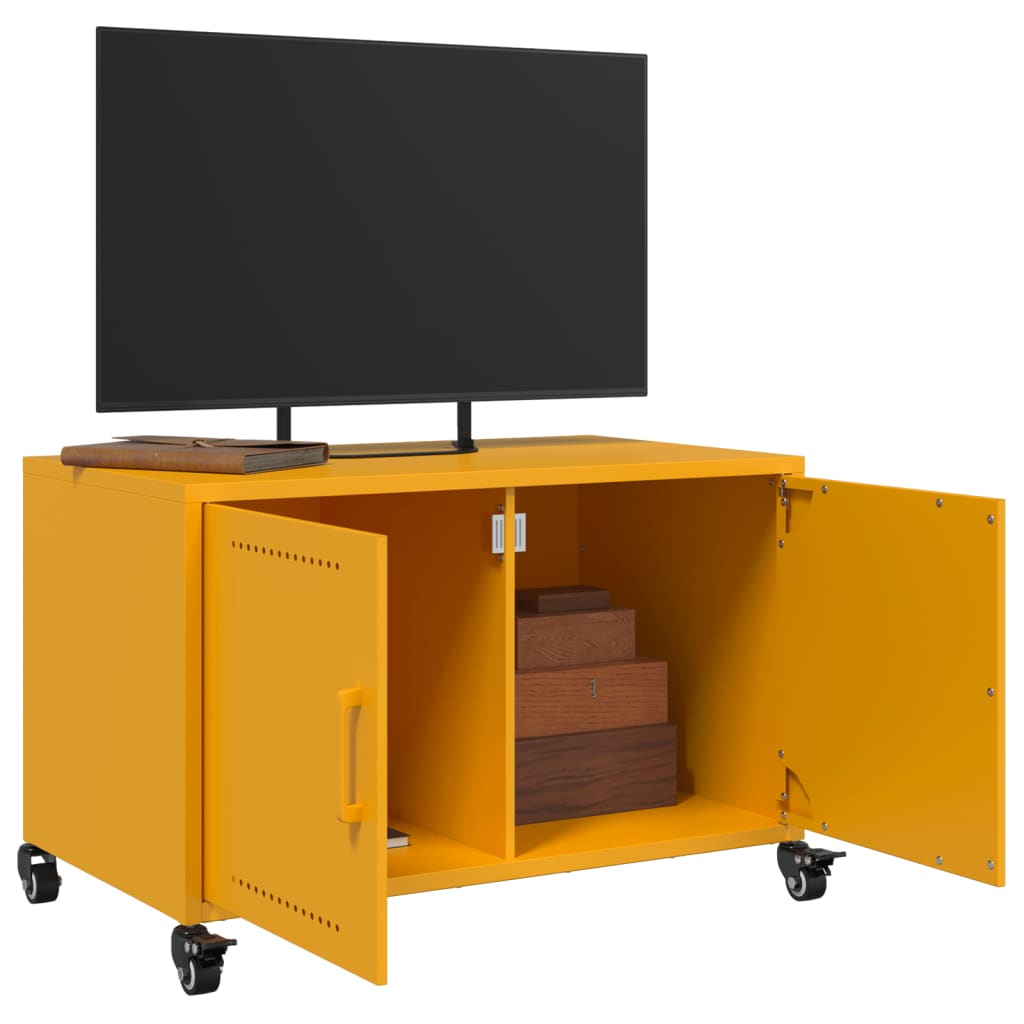 vidaXL TV Cabinet Mustard Yellow 68x39x43.5 cm Steel