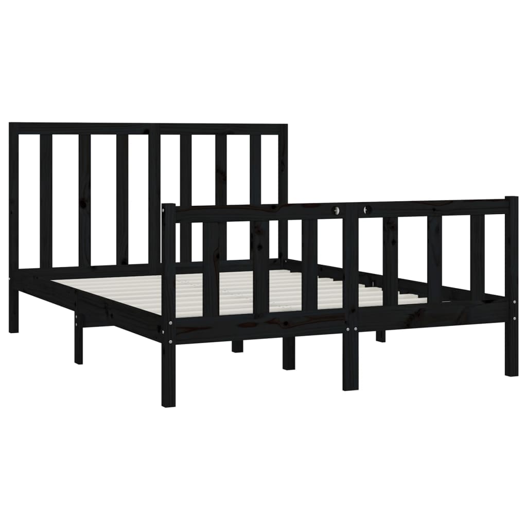 vidaXL Bed Frame without Mattress Black 160x200 cm Solid Wood