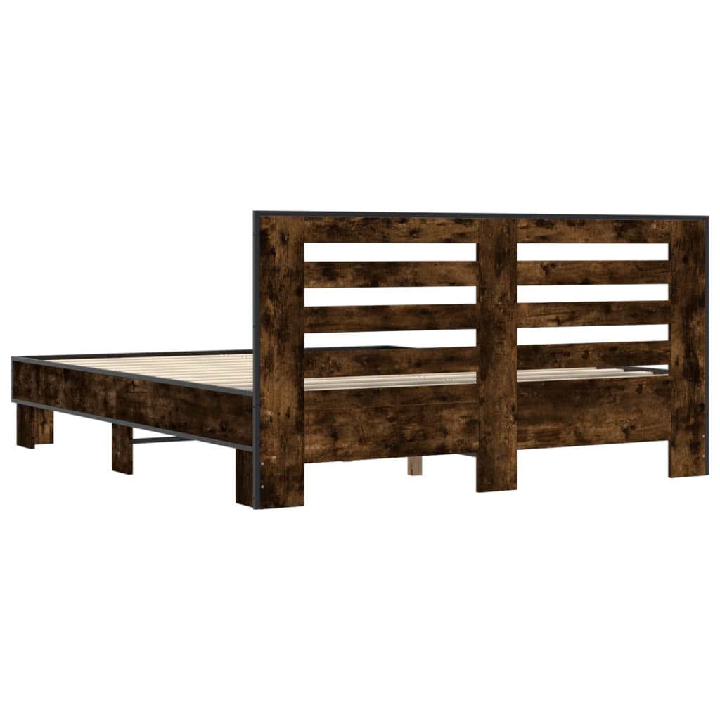 vidaXL Bed Frame without Mattress Smoked Oak 160x200 cm