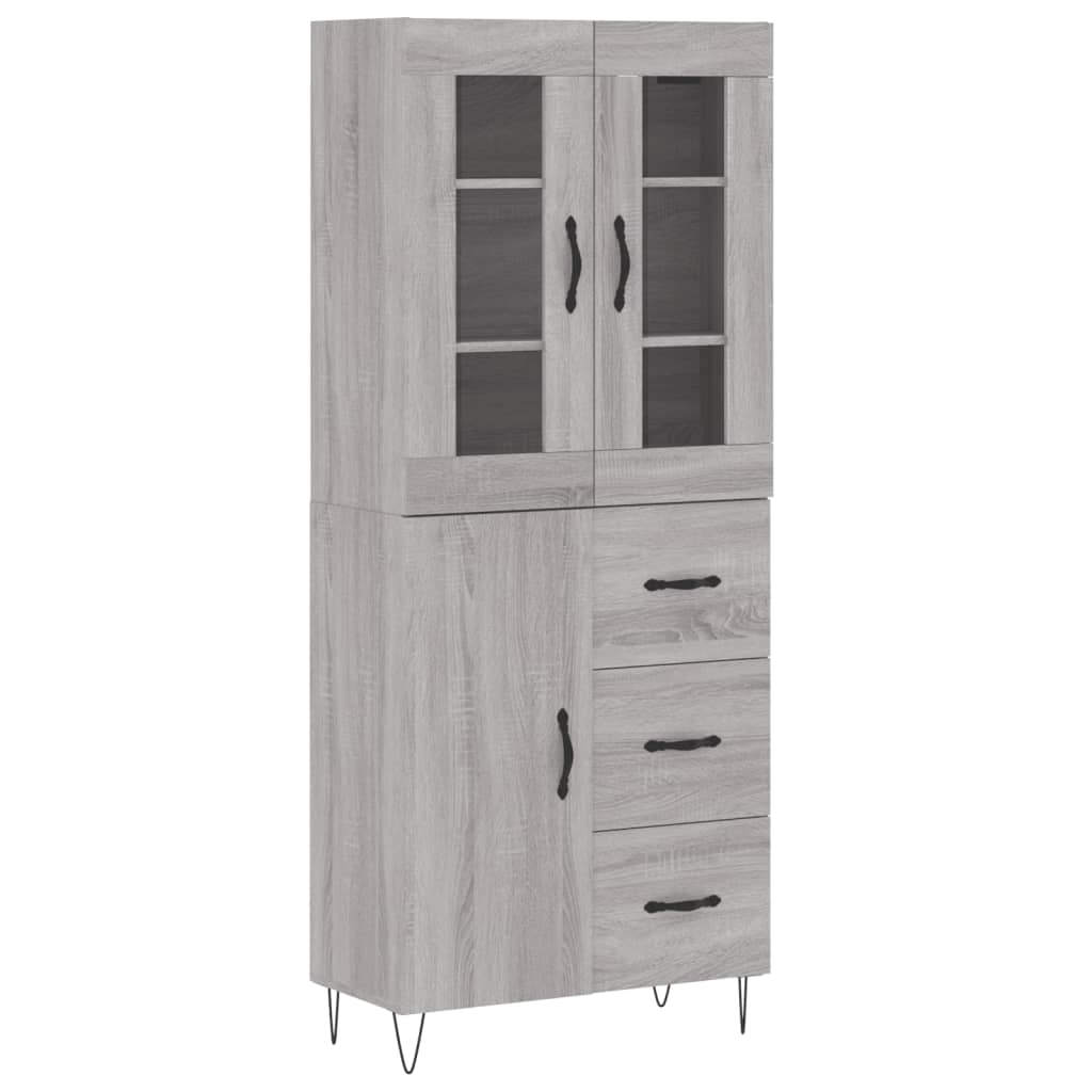 vidaXL Highboard Grey Sonoma 69.5x34x180 cm Engineered Wood