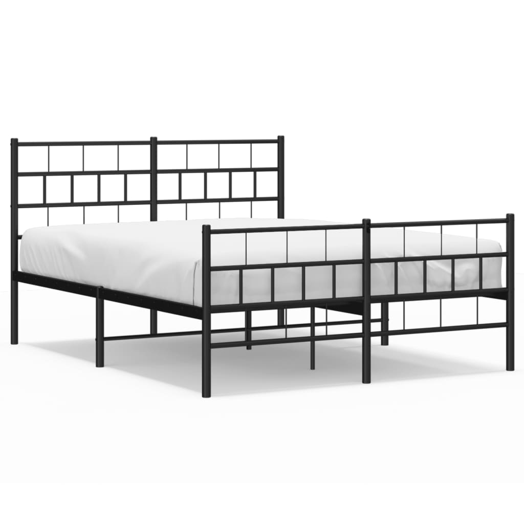 vidaXL Metal Bed Frame without Mattress with Footboard Black 150x200 cm King Size