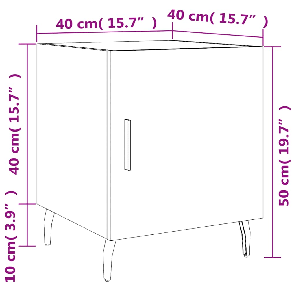 vidaXL Bedside Cabinets 2 pcs Black 40x40x50 cm Engineered Wood