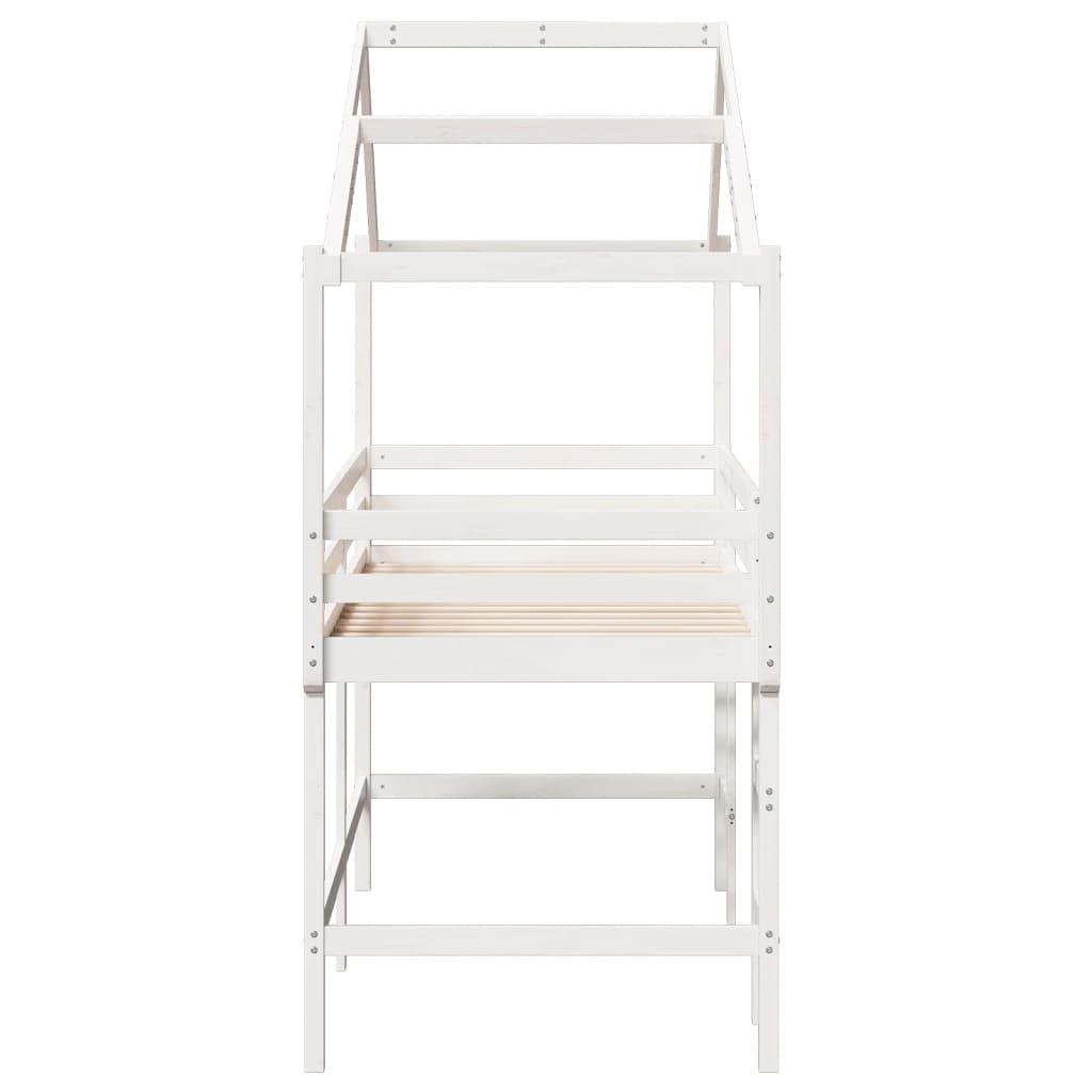 vidaXL Loft Bed with Ladder and Roof without Mattress White 80x200 cm