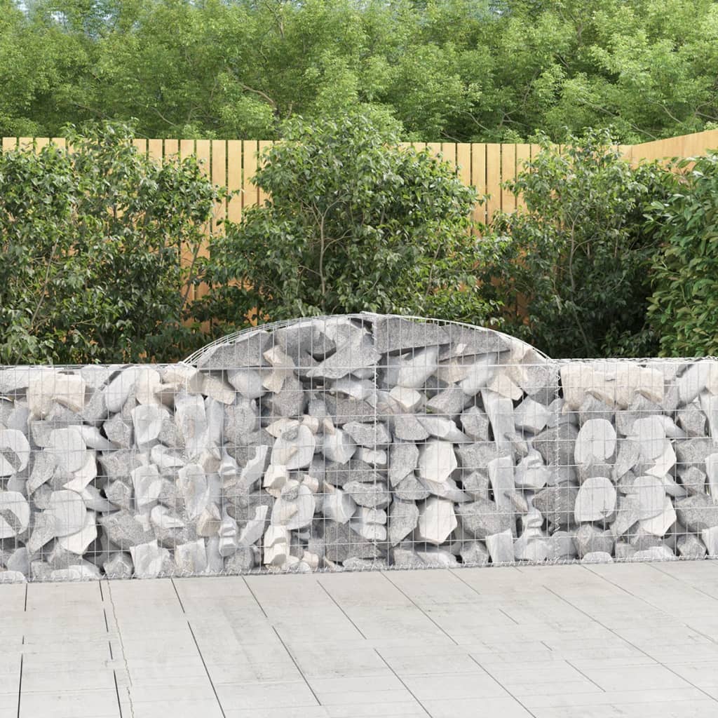 vidaXL Arched Gabion Baskets 8 pcs 300x30x80/100 cm Galvanised Iron