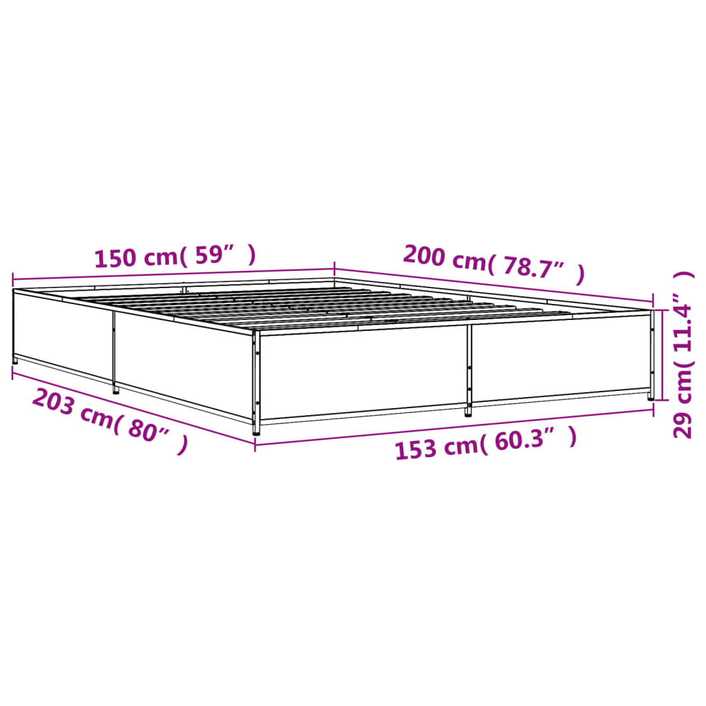 vidaXL Bed Frame without Mattress Smoked Oak 150x200 cm King Size