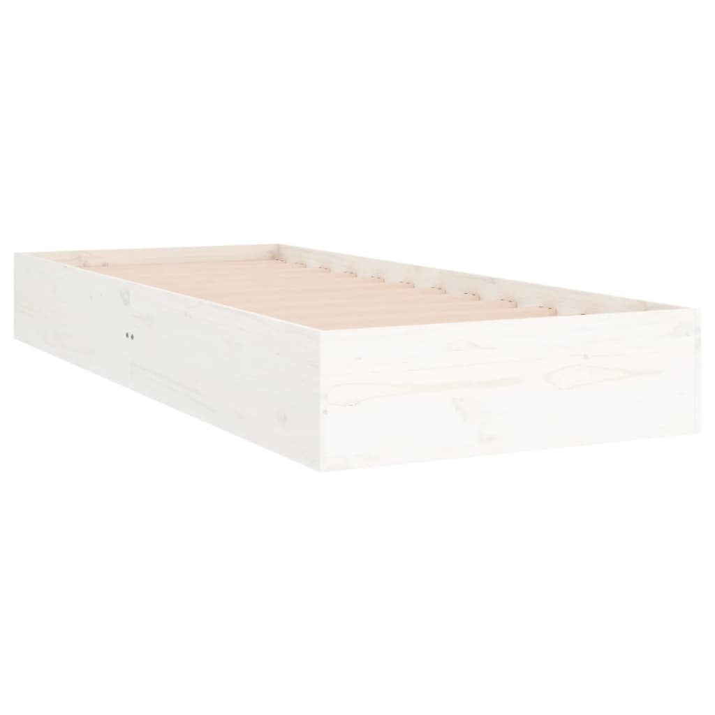 vidaXL Bed Frame without Mattress White Solid Wood 75x190 cm Small Single