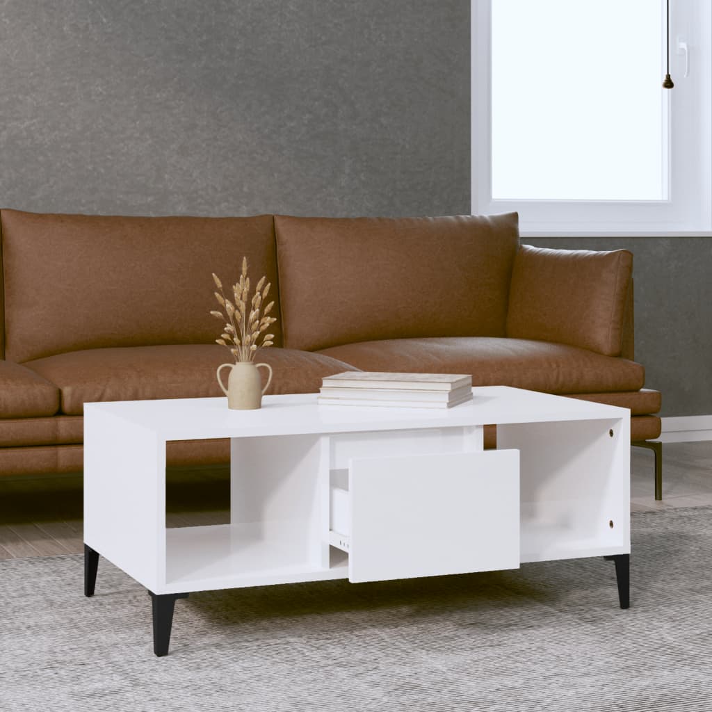 vidaXL Coffee Table High Gloss White 90x50x36.5 cm Engineered Wood