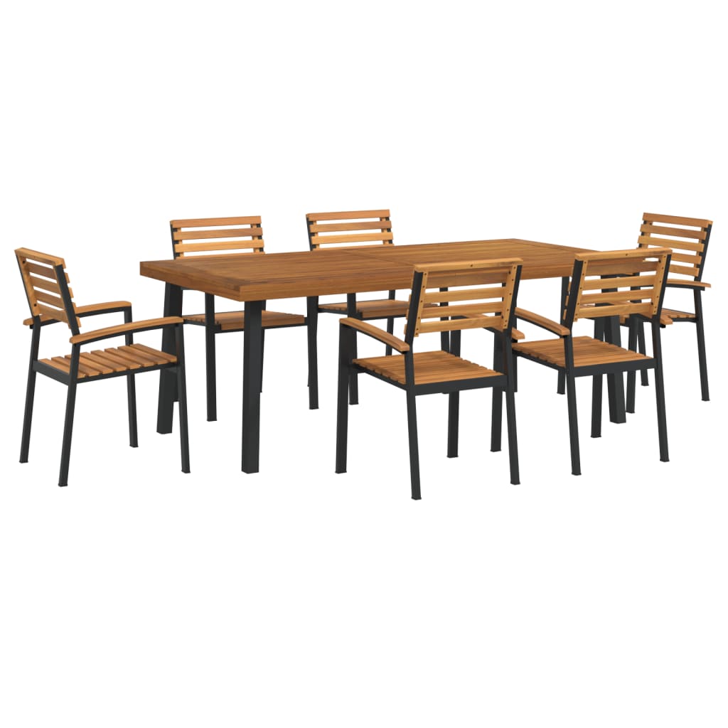 vidaXL 7 Piece Garden Dining Set Solid Wood Acacia and Metal