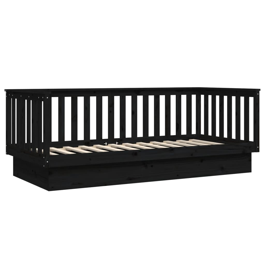 vidaXL Day Bed without Mattress Black 80x200 cm Solid Wood Pine