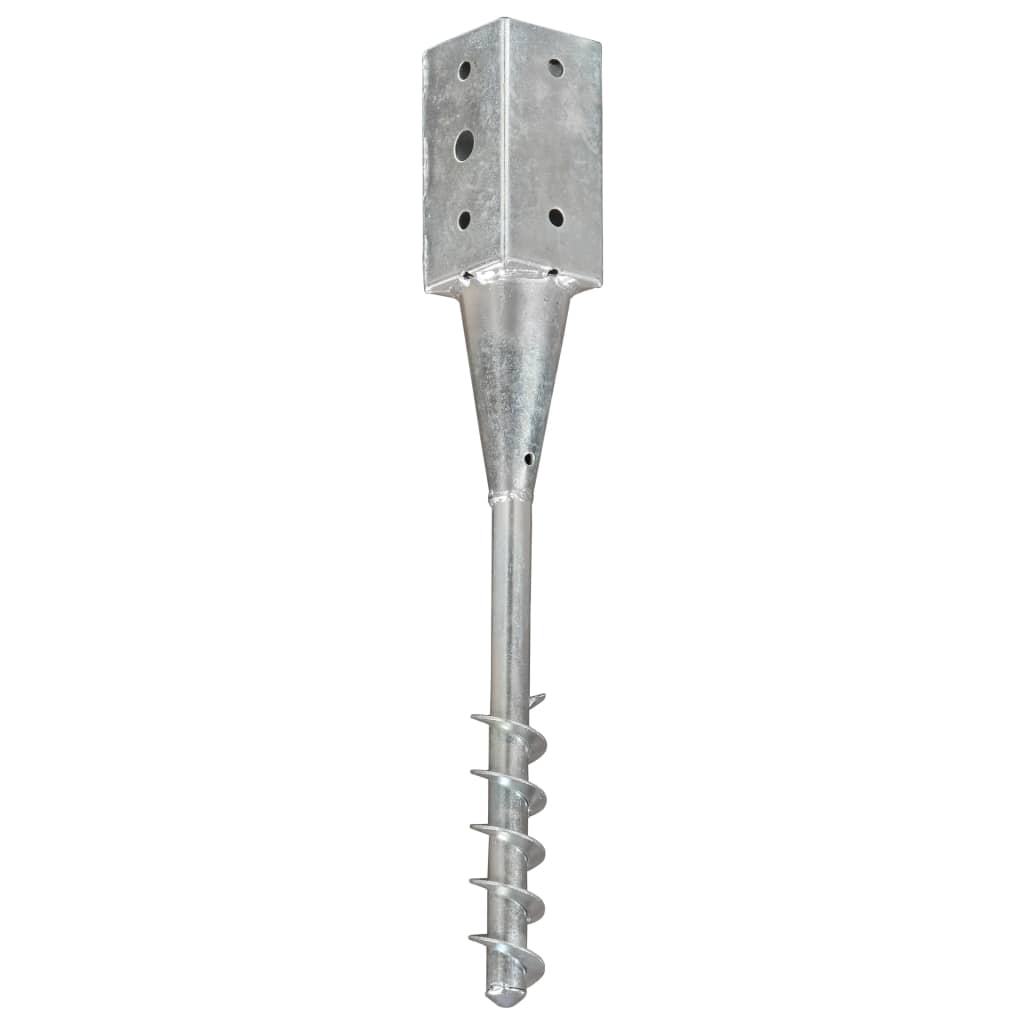 vidaXL Ground Spikes 2 pcs Silver 7x7x56 cm Galvanised Steel