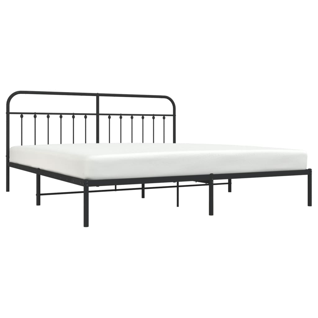 vidaXL Metal Bed Frame without Mattress with Headboard Black 193x203 cm