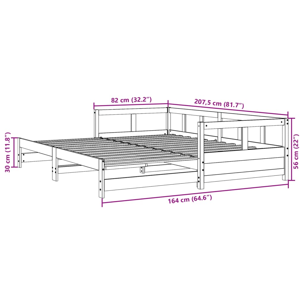 vidaXL Daybed without Mattress 80x200 cm Solid Wood Pine