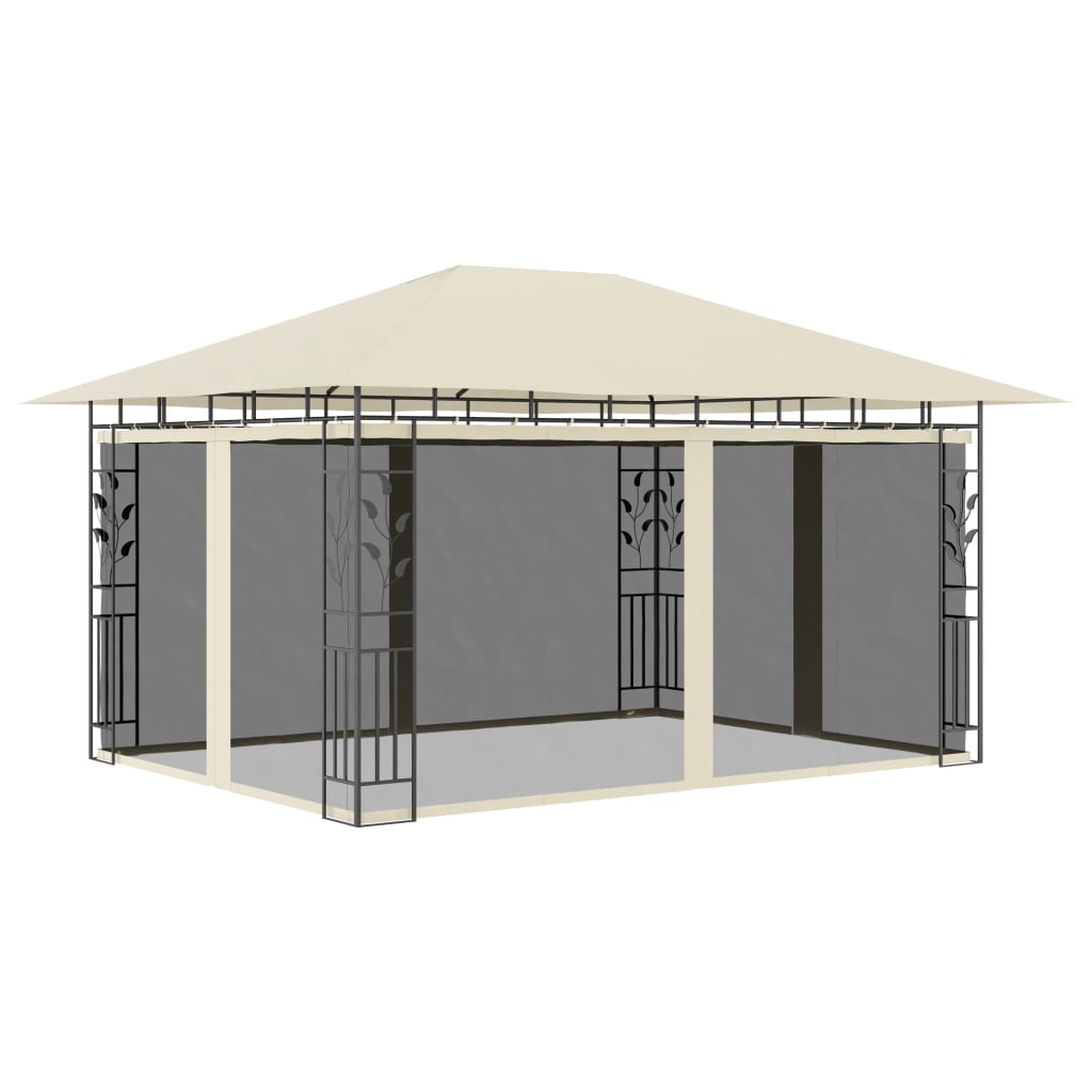 vidaXL Gazebo with Mosquito Net 4x3x2.73 m Cream 180 g/m²