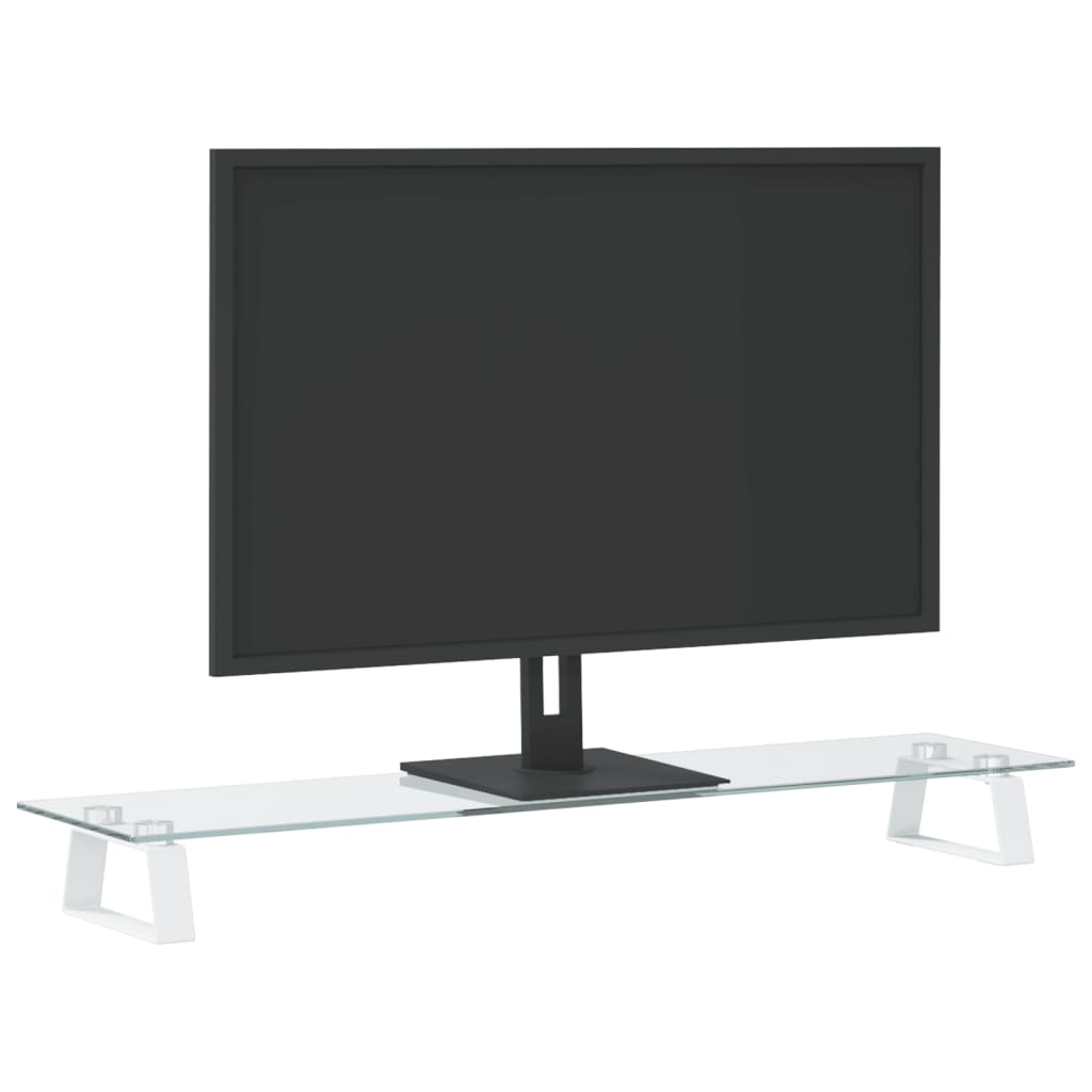 vidaXL Monitor Stand White 80x20x8 cm Tempered Glass and Metal