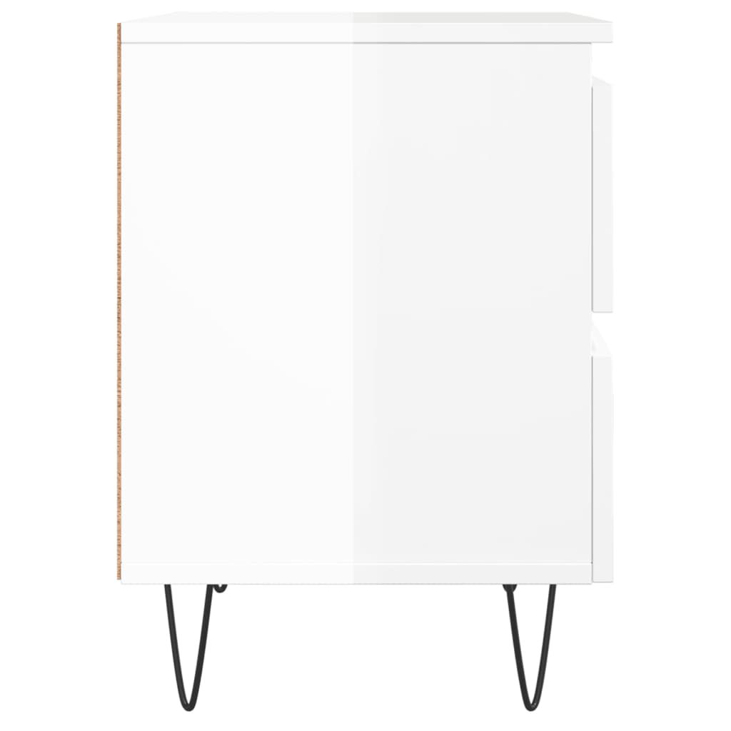 vidaXL Bedside Cabinet High Gloss White 40x35x50 cm Engineered Wood