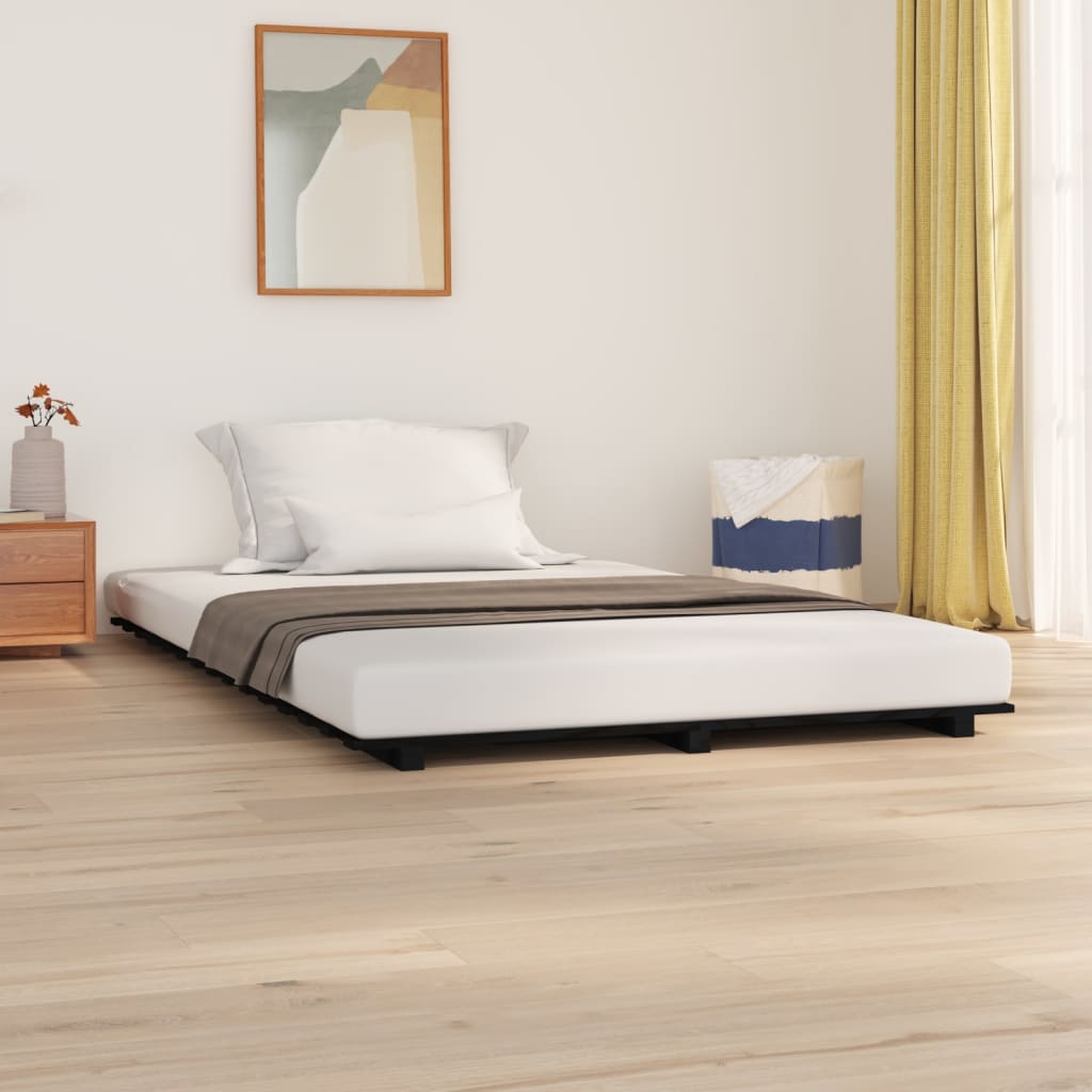 vidaXL Bed Frame without Mattress Black 120x200 cm Solid Wood Pine