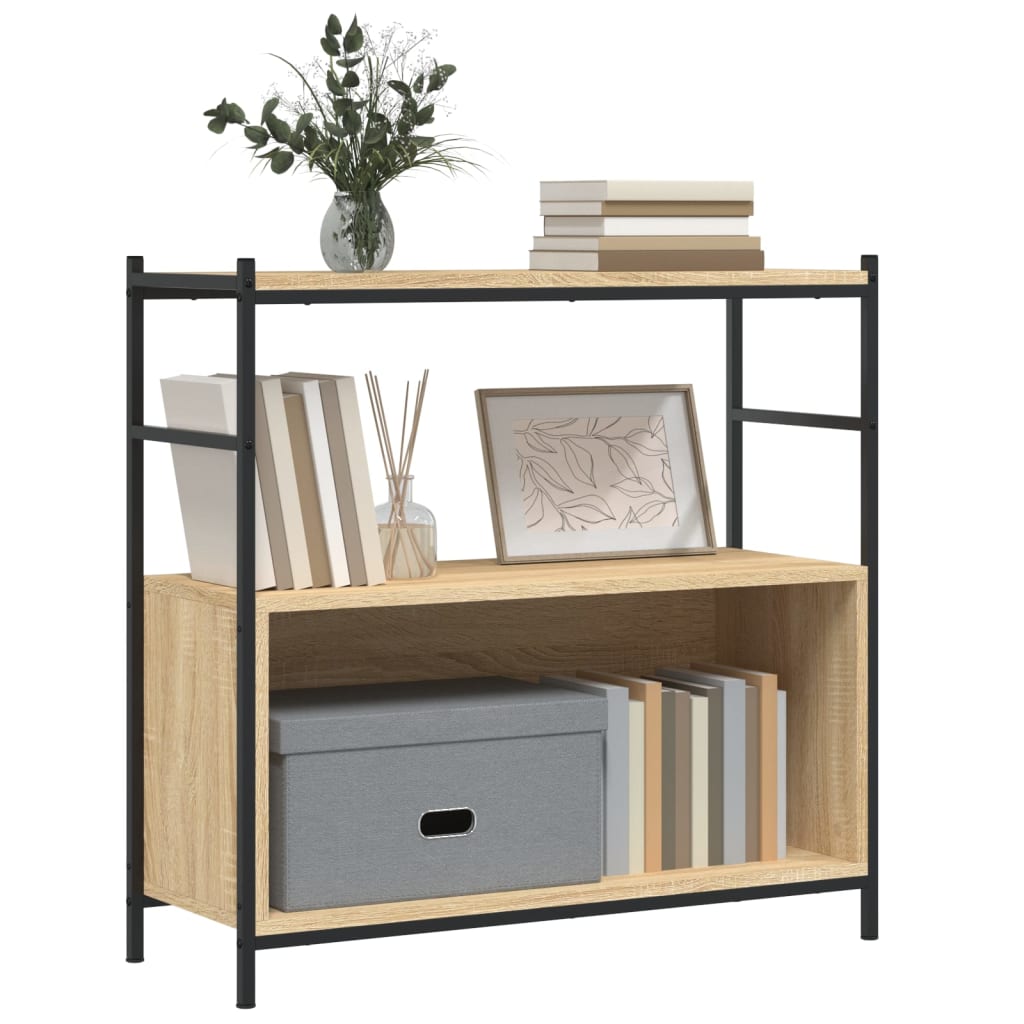 vidaXL Bookshelf Sonoma Oak 80x30x78.5 cm Engineered Wood and Iron