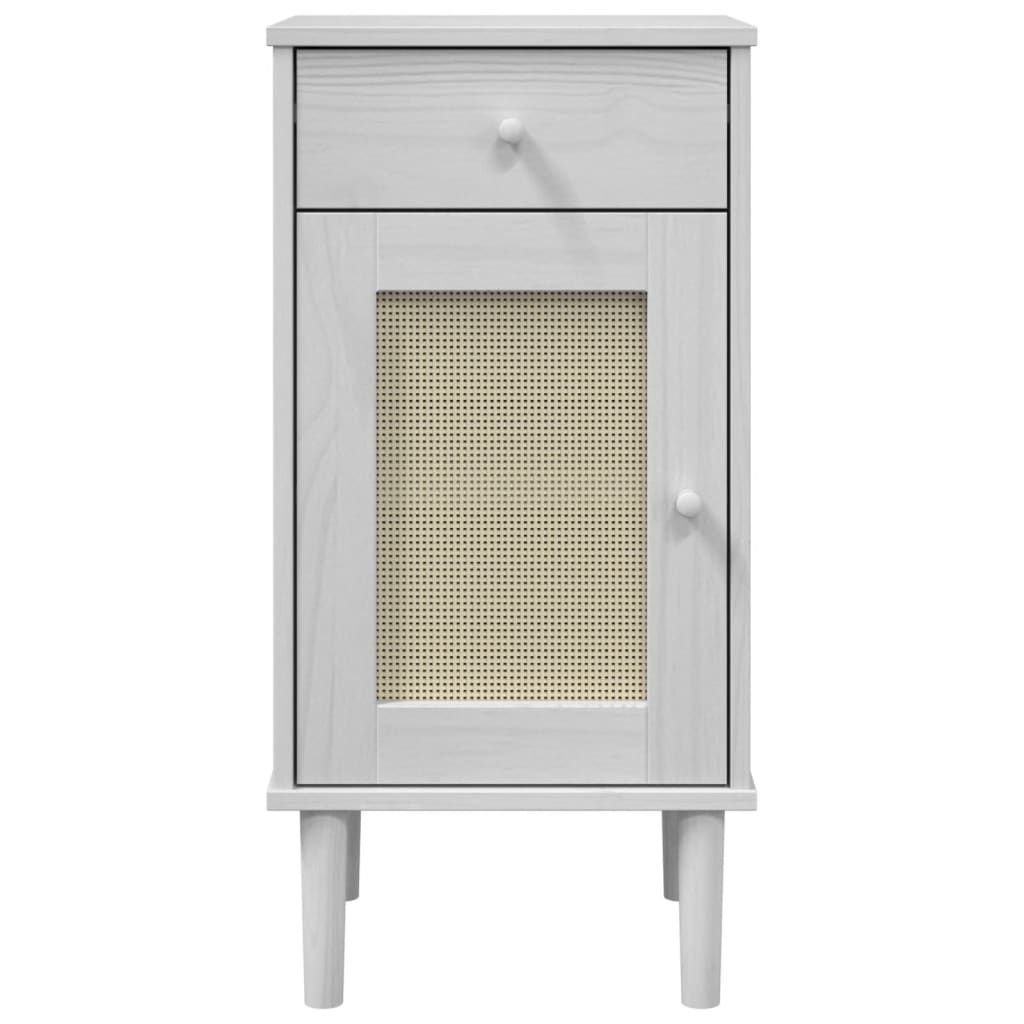 vidaXL Bedside Cabinet SENJA Rattan Look White 40x35x80 cm Solid Wood Pine