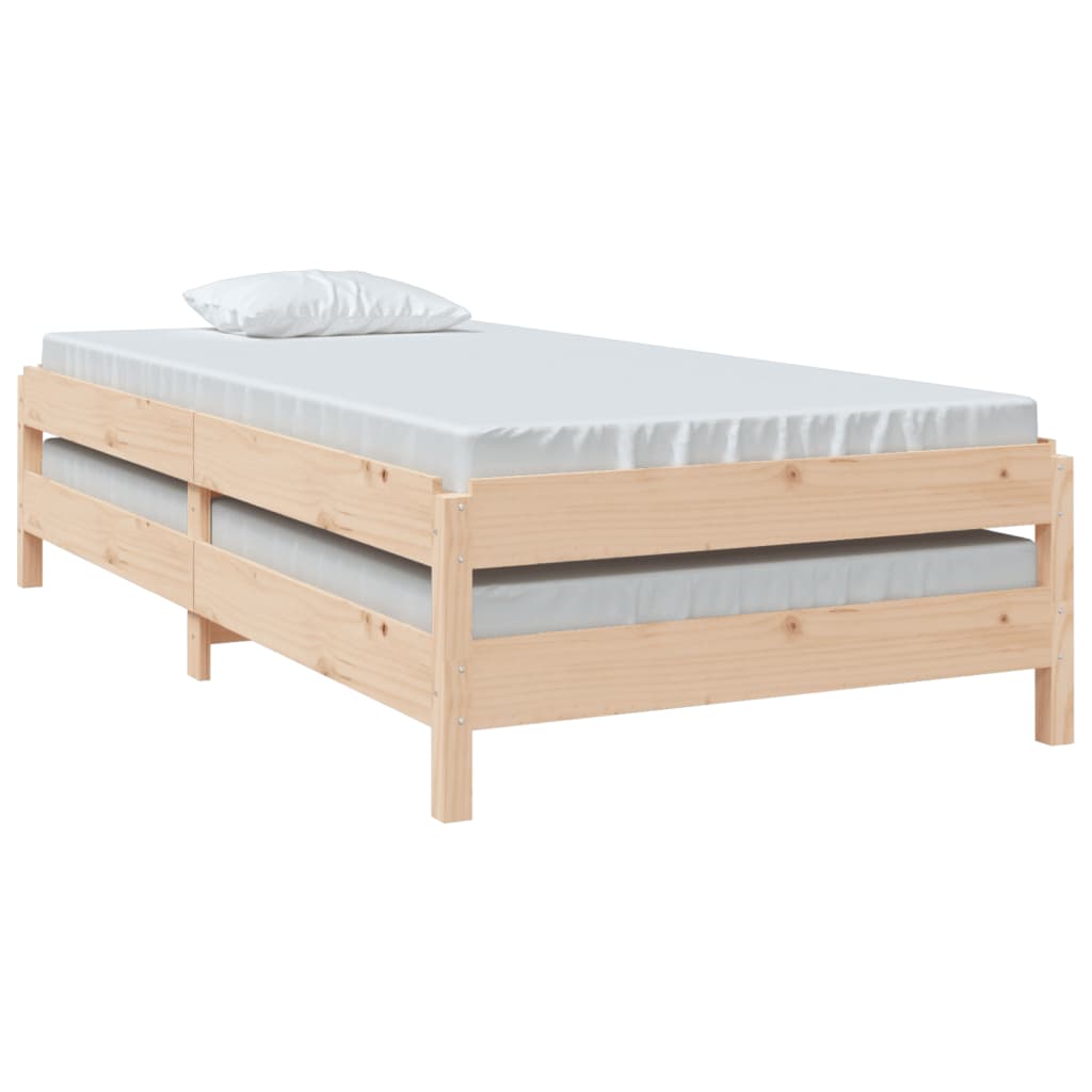 vidaXL Stack Bed without Mattress 75x190 cm Small Single Solid Wood Pine