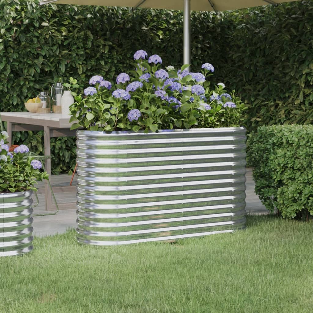 vidaXL Garden Raised Bed Powder-coated Steel 114x40x68 cm Silver