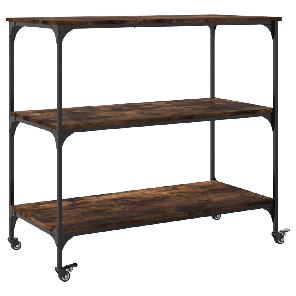 vidaXL Kitchen Trolley Smoked Oak 102x50x95 cm Engineered Wood