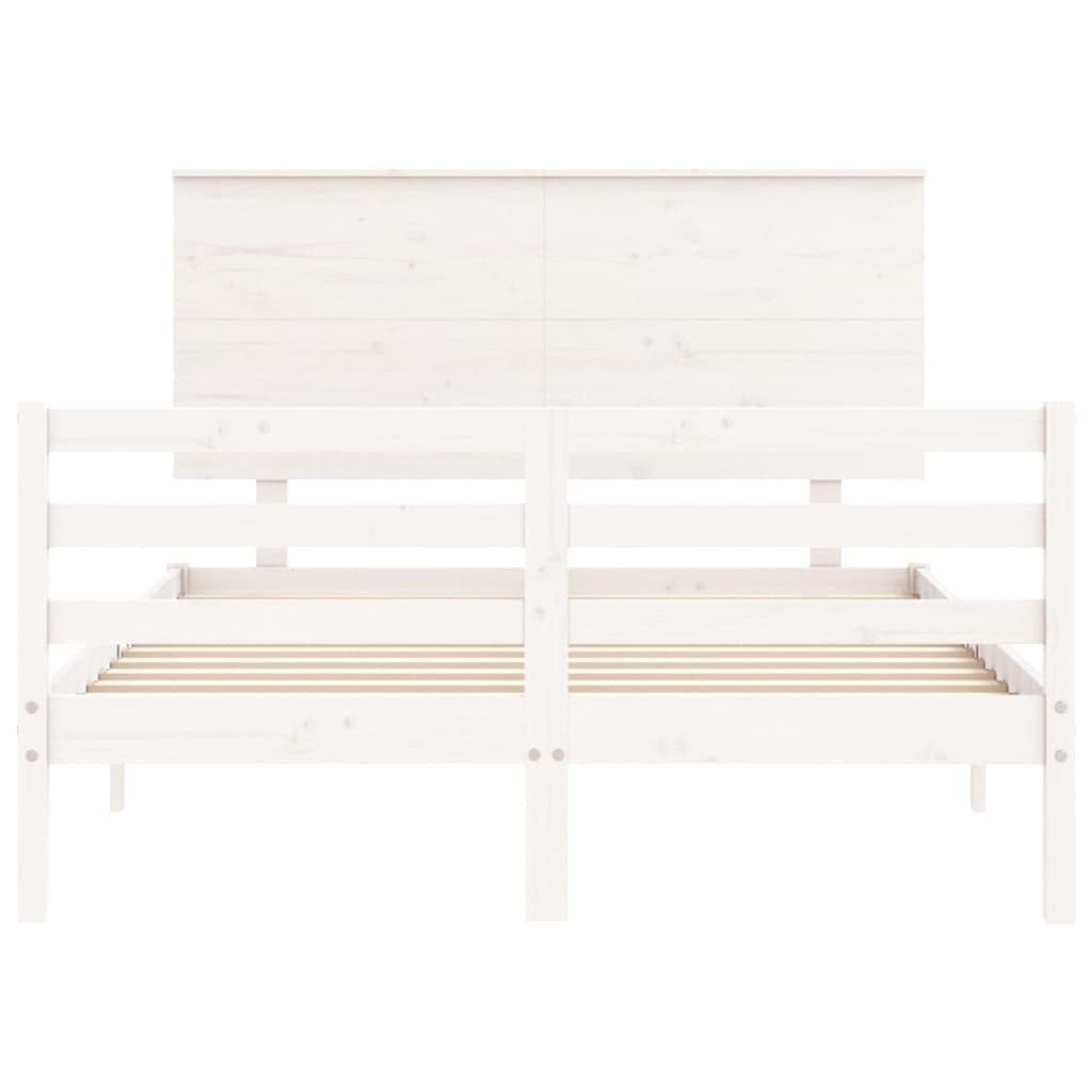 vidaXL Bed Frame without Mattress White Small Double Solid Wood