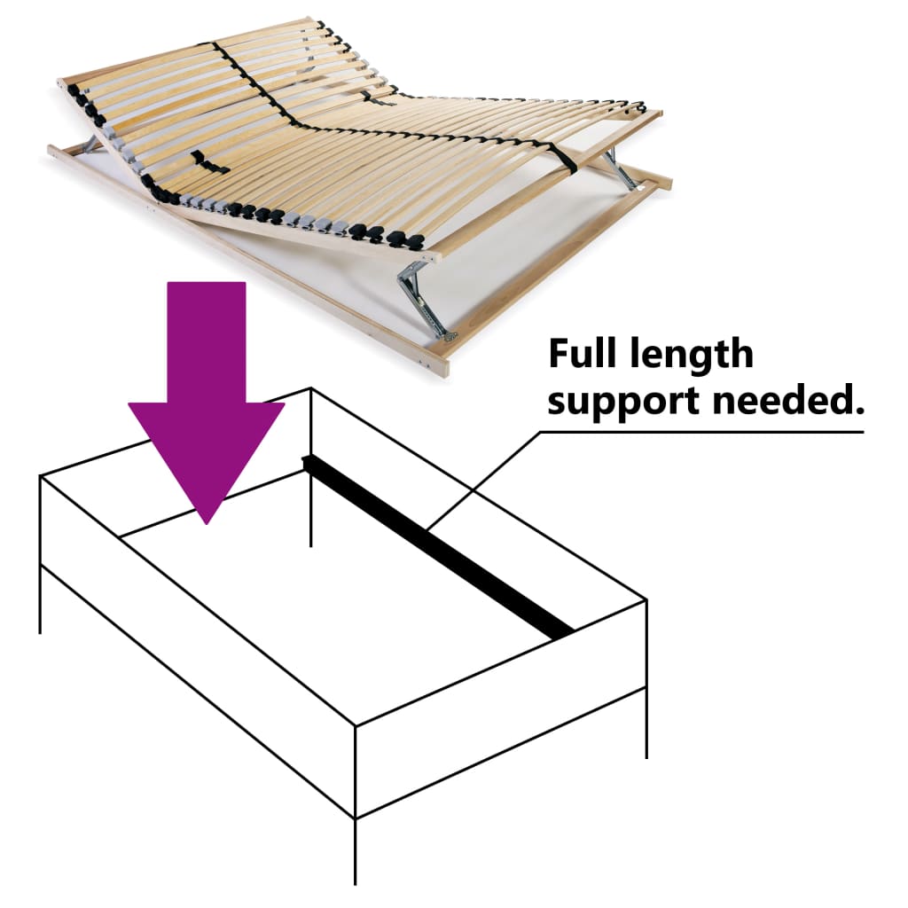 vidaXL Slatted Bed Base without Mattress with 28 Slats 7 Zones 100x200 cm