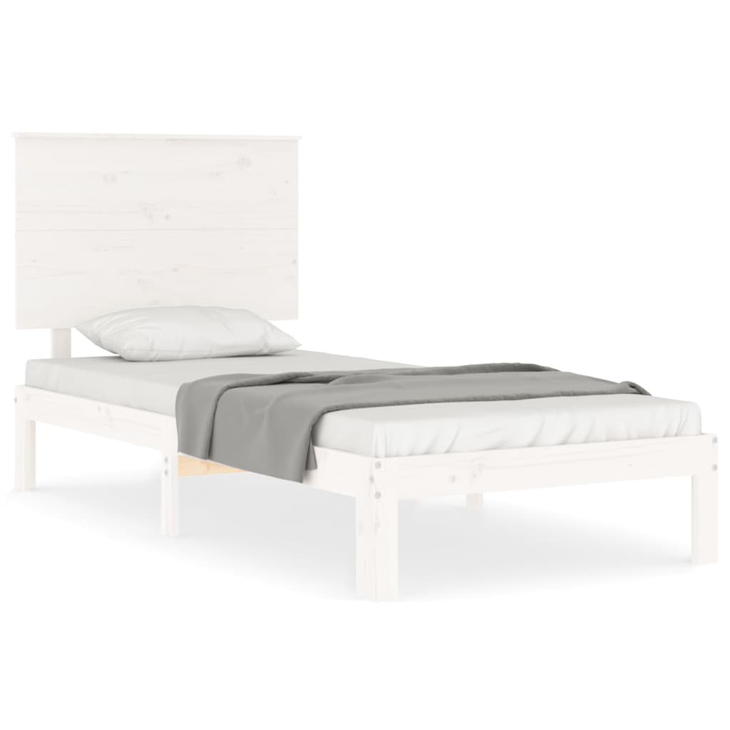 vidaXL Bed Frame without Mattress White Small Single Solid Wood Pine