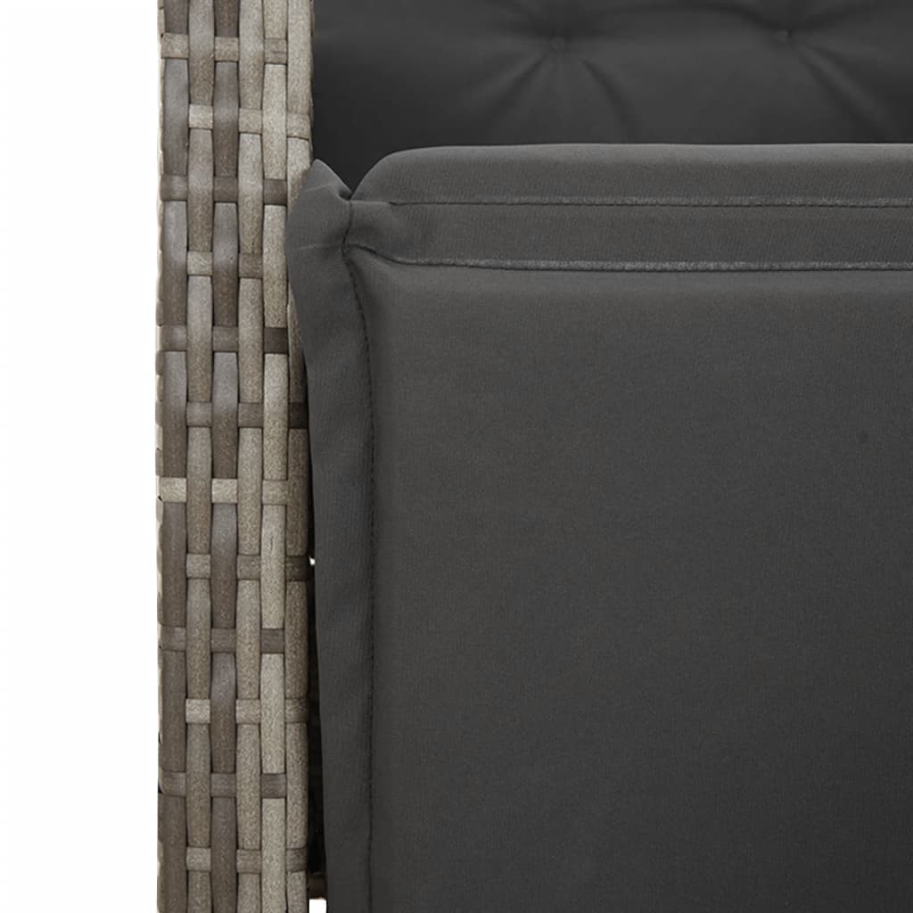 vidaXL 3 Piece Bistro Set with Cushions Grey Poly Rattan