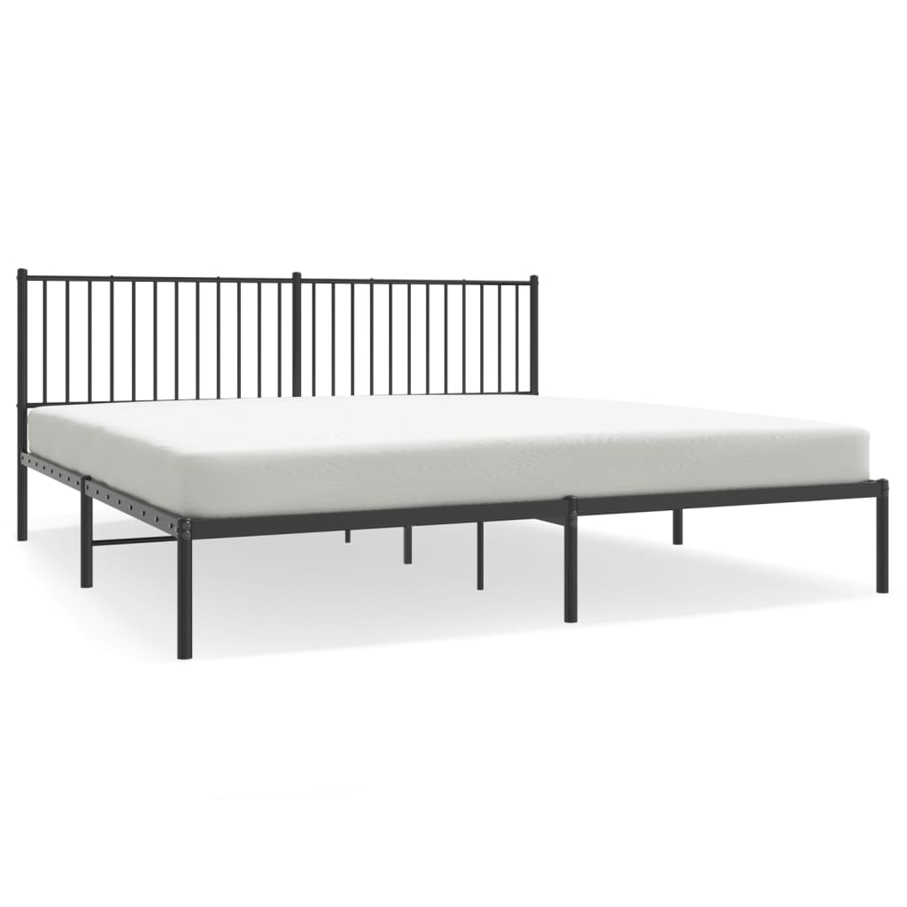 vidaXL Metal Bed Frame without Mattress with Headboard Black 193x203 cm