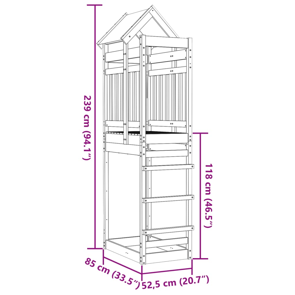 vidaXL Play Tower 85x52.5x239 cm Impregnated Wood Pine