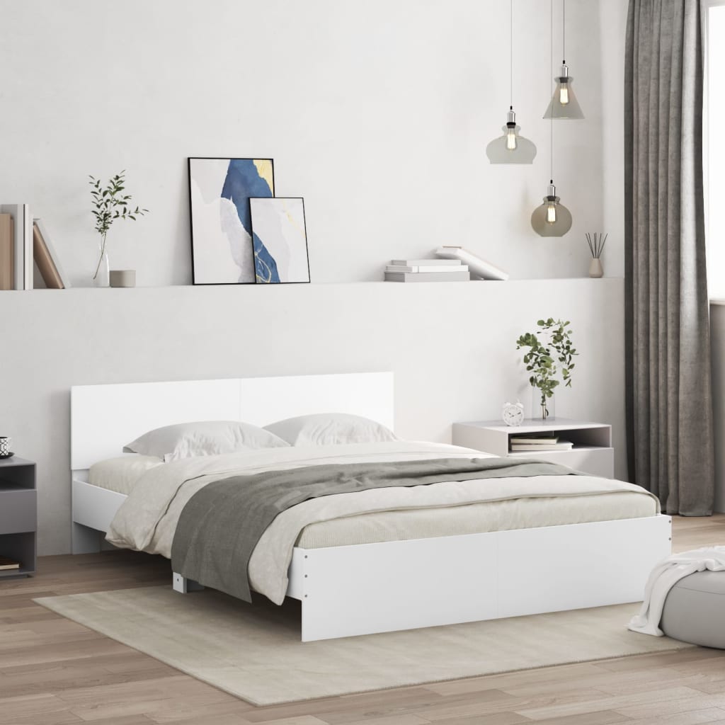 vidaXL Bed Frame without Mattress White 150x200 cm King Size