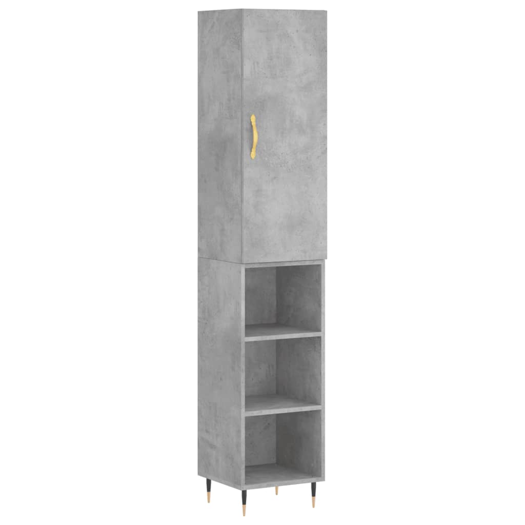 vidaXL Highboard Concrete Grey 34.5x34x180 cm Engineered Wood