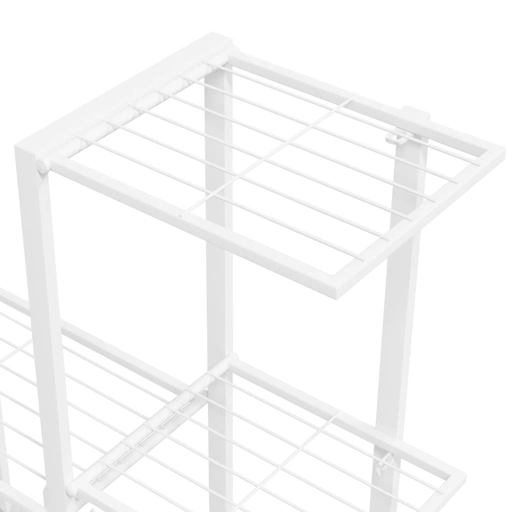 vidaXL Flower Stand with Wheel 94.5x25x92.5 cm White Metal