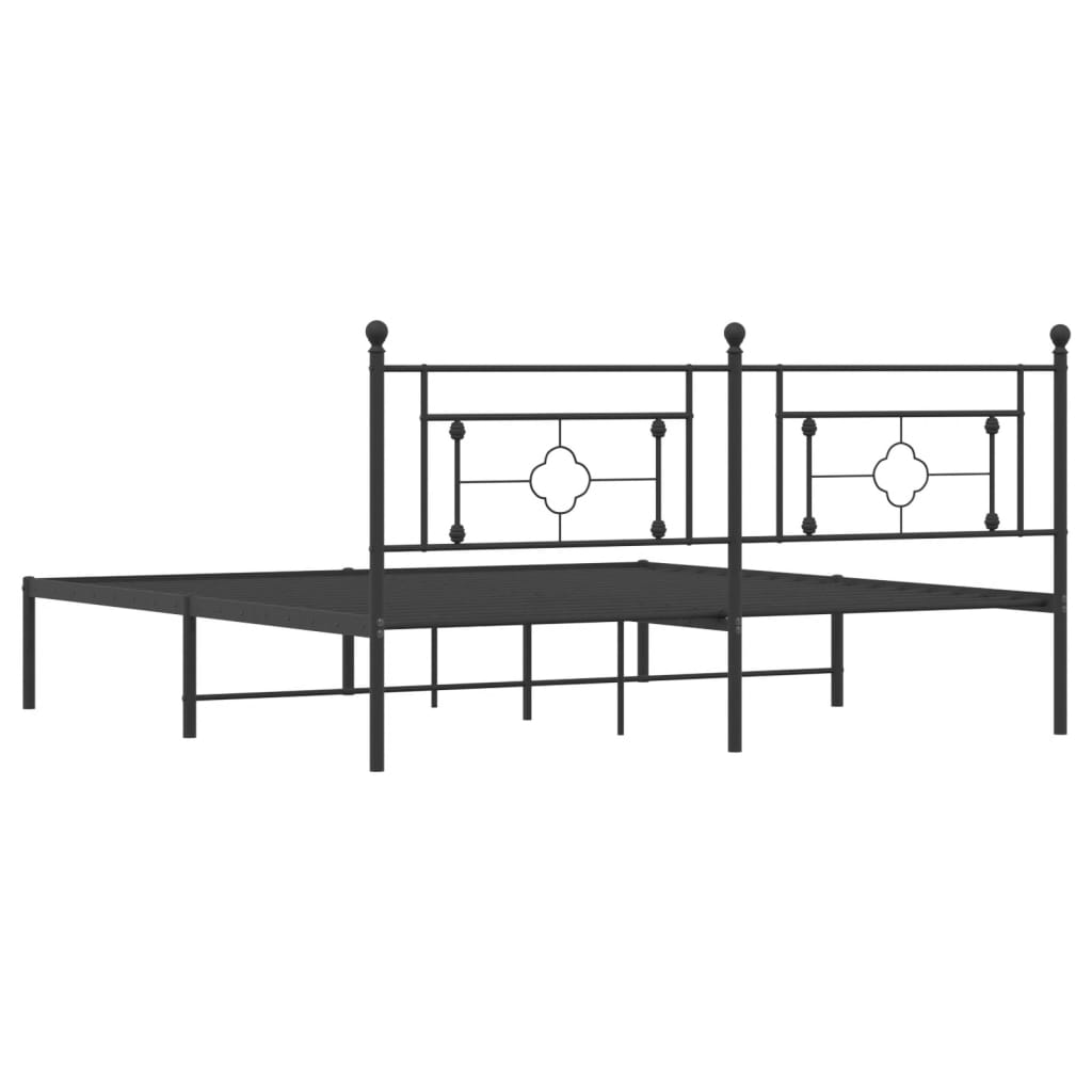 vidaXL Metal Bed Frame without Mattress with Headboard Black 183x213 cm