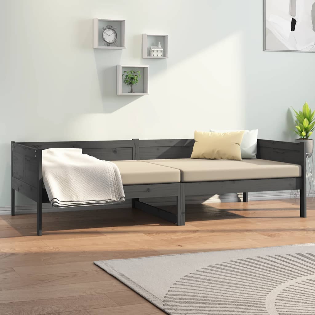 vidaXL Day Bed without Mattress Grey Solid Wood Pine 90x190 cm Single