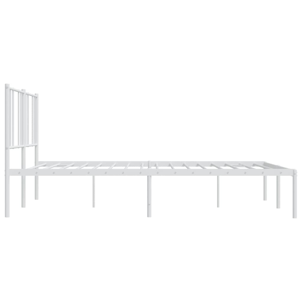 vidaXL Metal Bed Frame without Mattress with Headboard White 193x203 cm