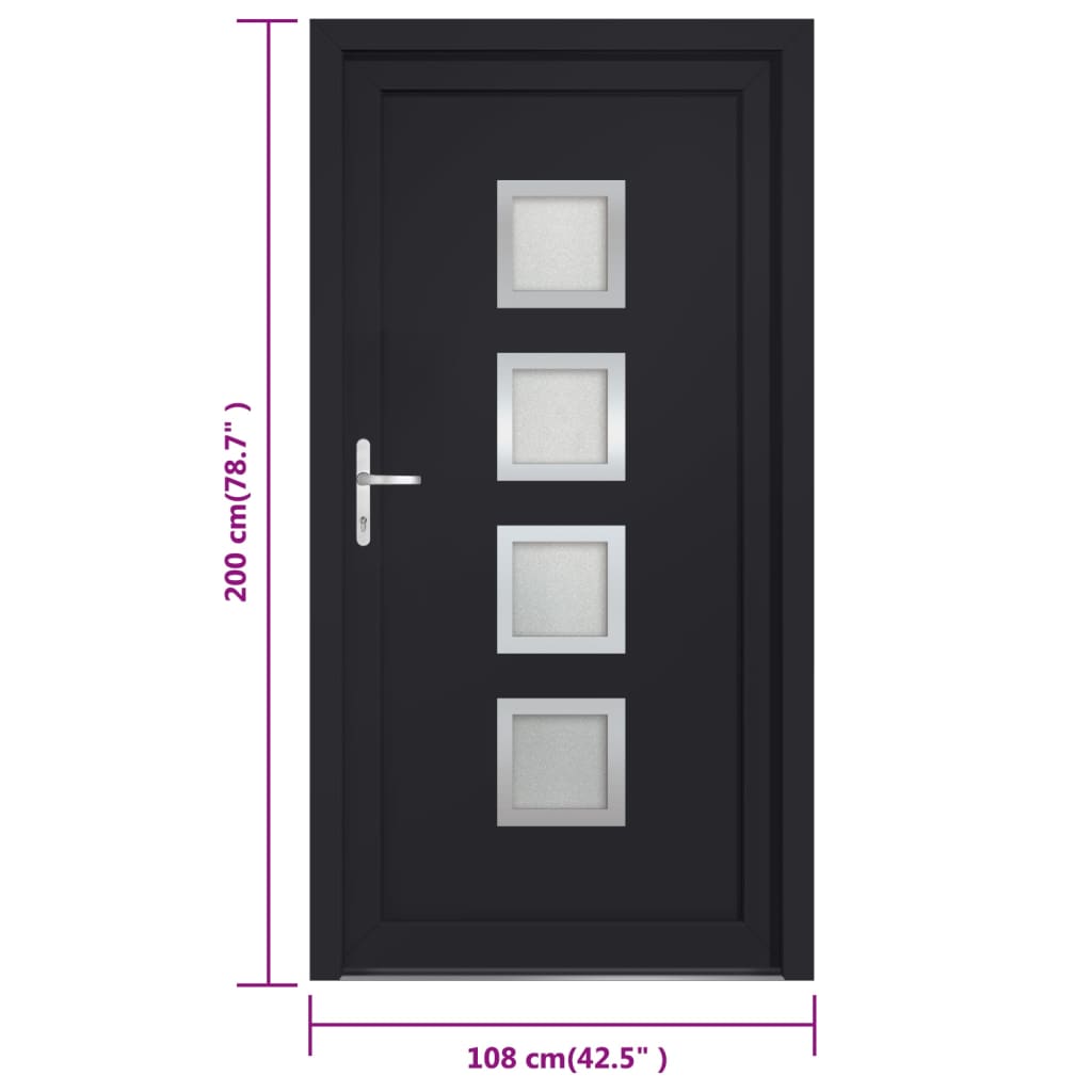 vidaXL Front Door Anthracite 108x200 cm PVC