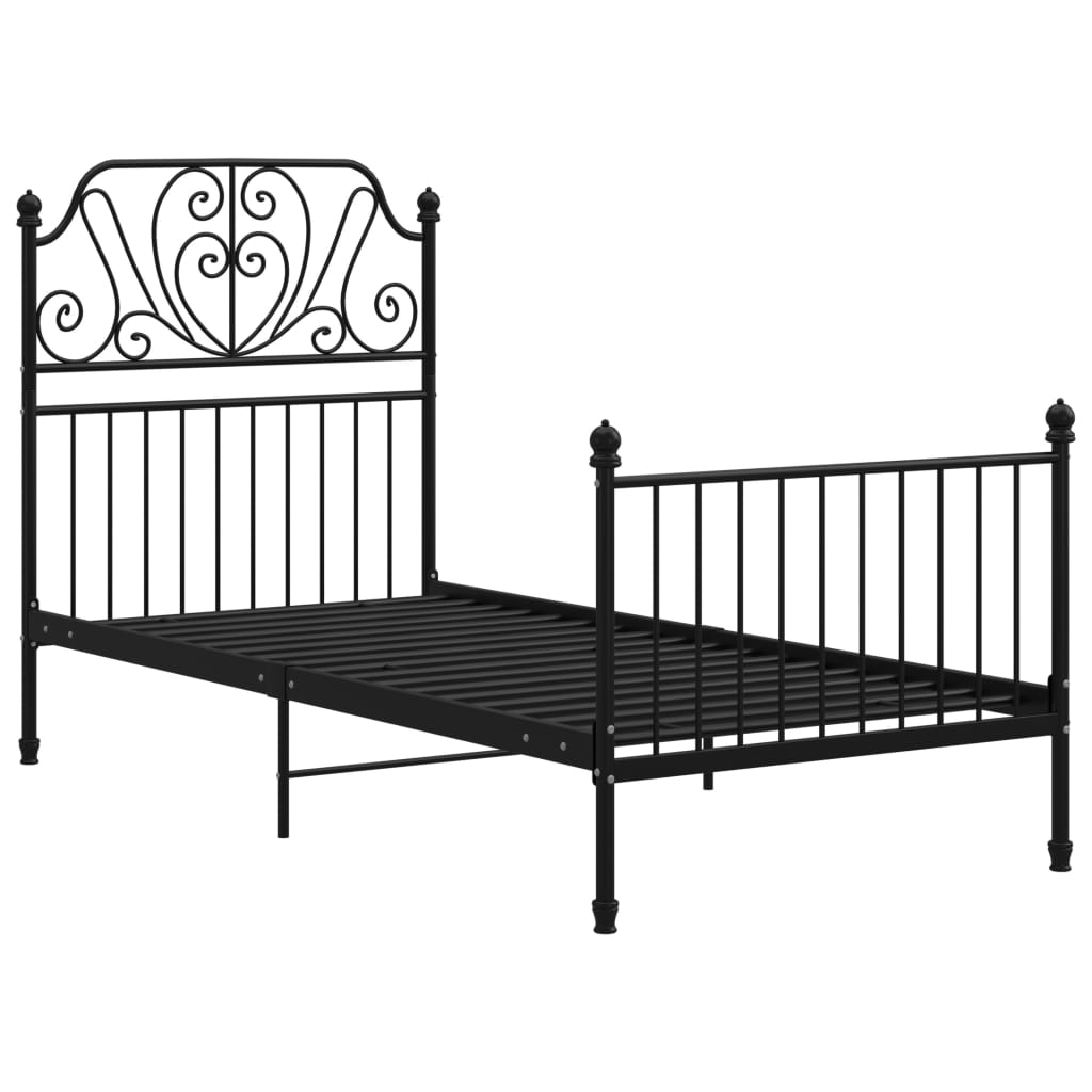 vidaXL Bed Frame without Mattress Black Metal 100x200 cm