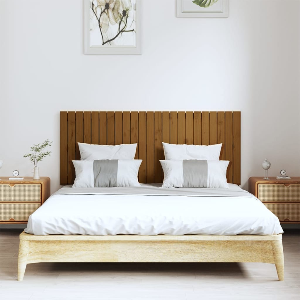 vidaXL Wall Headboard Honey Brown 147x3x60 cm Solid Wood Pine