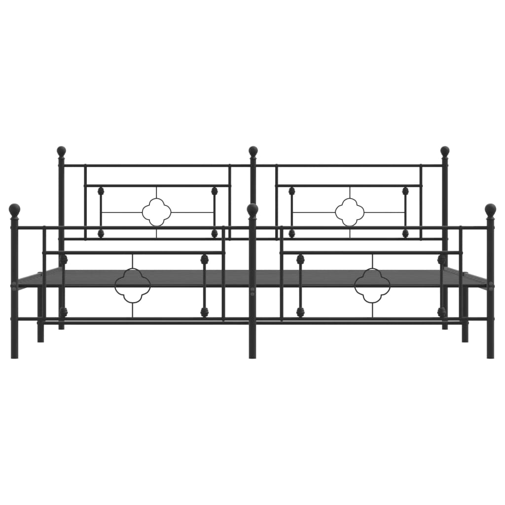 vidaXL Metal Bed Frame without Mattress with Footboard Black 193x203 cm