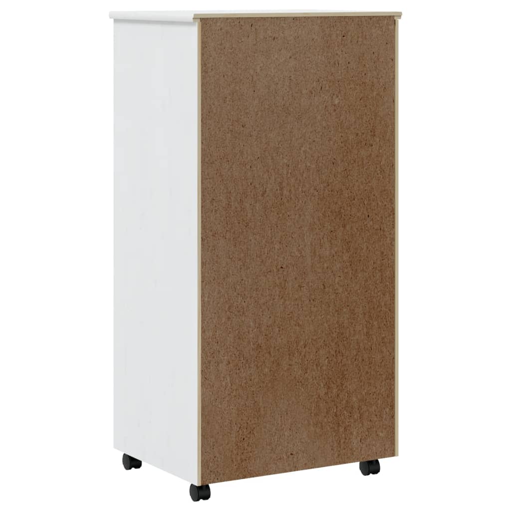 vidaXL Rolling Cabinet with Drawers MOSS White Solid Wood Pine