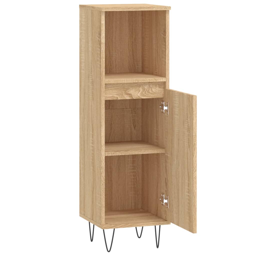 vidaXL Bathroom Cabinet Sonoma Oak 30x30x100 cm Engineered Wood