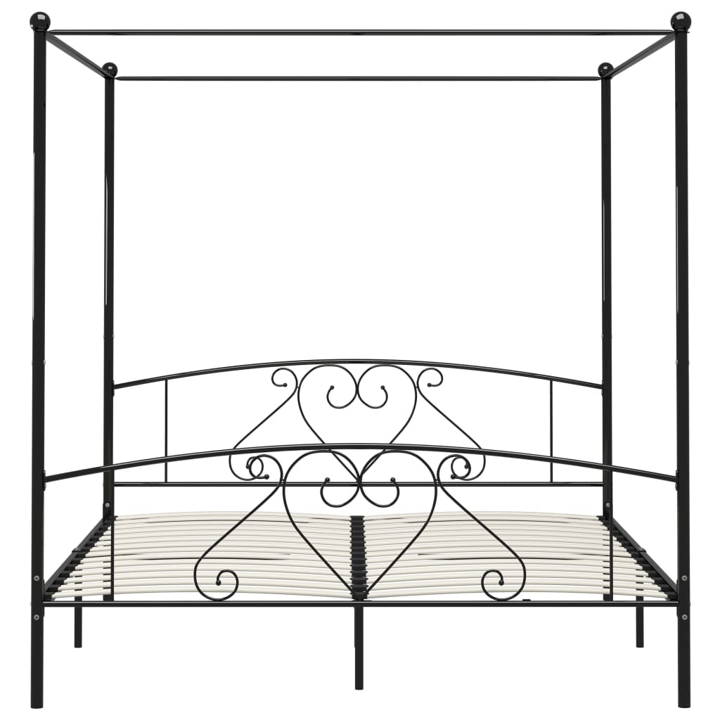 vidaXL Bed Frame without Mattress with Canopy Black 180x200 cm Super King Metal