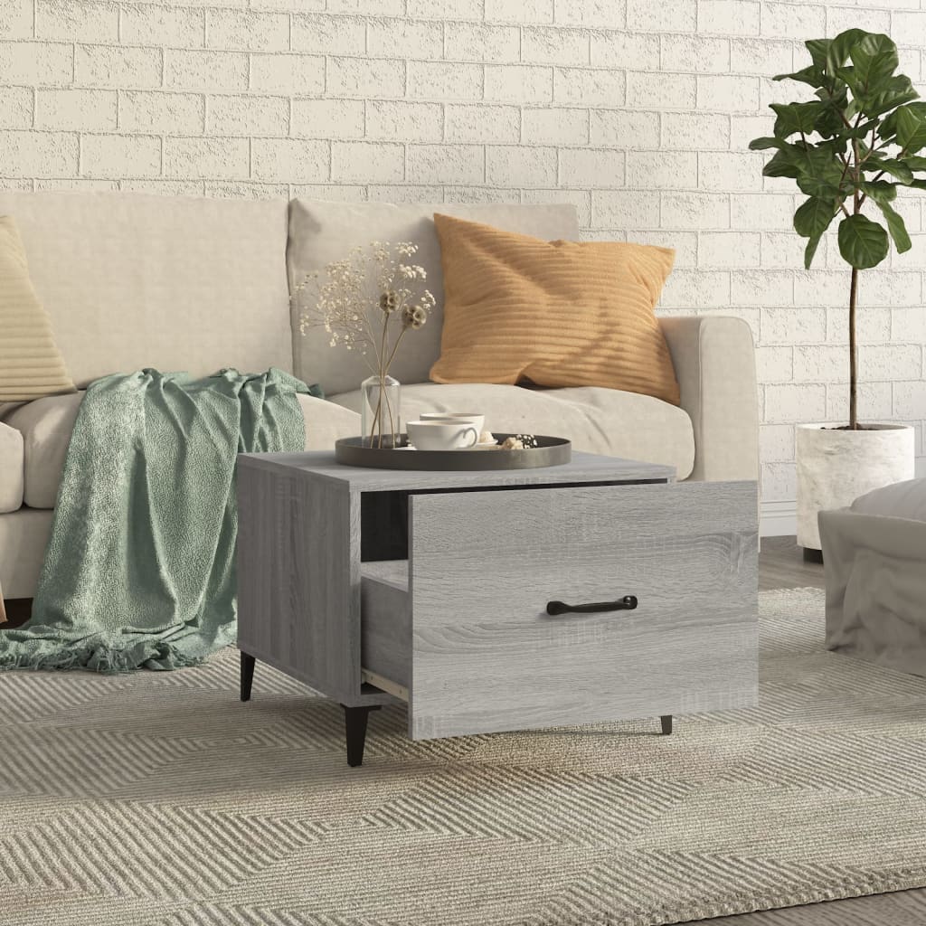 vidaXL Coffee Tables with Metal Legs 2 pcs Grey Sonoma 50x50x40 cm