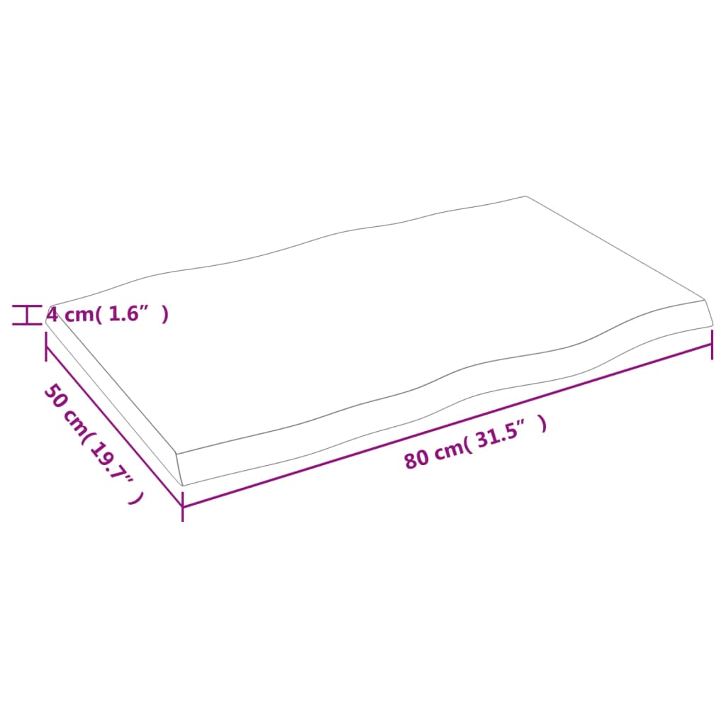 vidaXL Table Top 80x50x(2-4) cm Untreated Solid Wood Live Edge