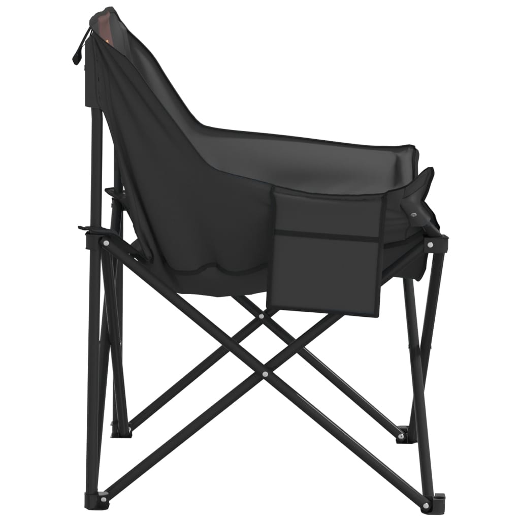 vidaXL Camping Chairs with Pocket Foldable 2 pcs Black